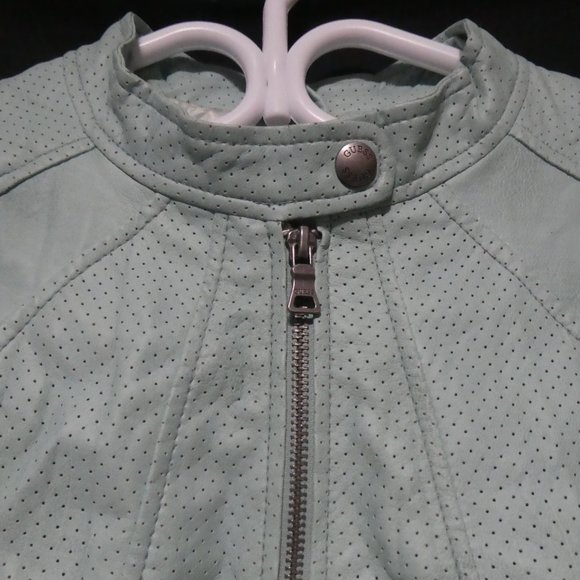 GUESS | medium | Faux Leather Jacket With Zip Cuffs and Pockets | Like New Cond - Picture 3 of 16